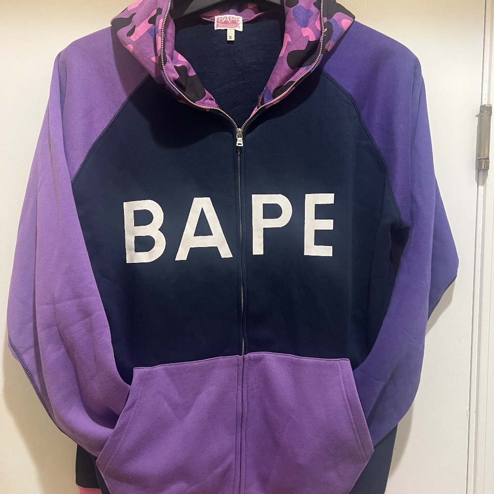 A BATHING APE Full Zip Hoodie, New Missing Hang Tag & Bag, Size: 3XL